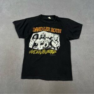 1986 David Lee Roth Screen Stars Black Cotton T-Shirt Vintage